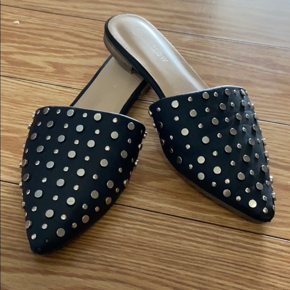 Metal dotted mules